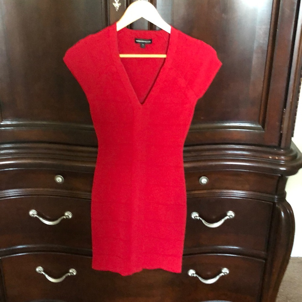 Fitted Red Dress with Vneck from Express.